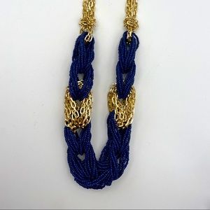 Beaded necklace Navy and Gold